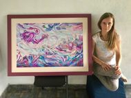 Birth of Sihina Loka: Me with my finished artwork