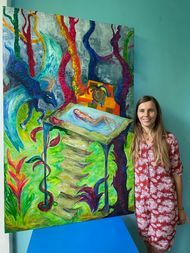 Magic Garden: me with my finished painting