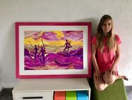 Stilt Fishing: Me with my finished artwork