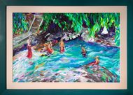 Buddhist Monks Bathing: finished and framed